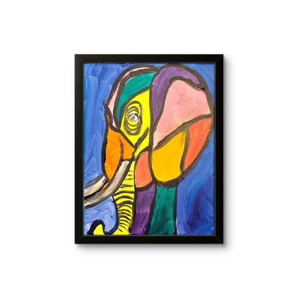 Other - Bold Color Modern Abstract Art Original Canvas 14x11 mosaic elephant BPerry art